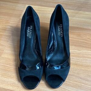 Franco Sarto Black Open-Toe Heels | 7.5